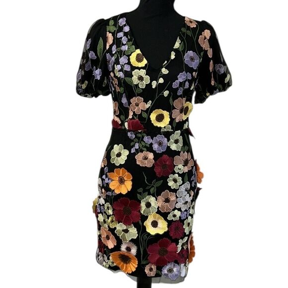 Adelyn Rae Floral Print Flower V-neck Puff Sleeve Dress Dress(Size Small) - Picture 4 of 10